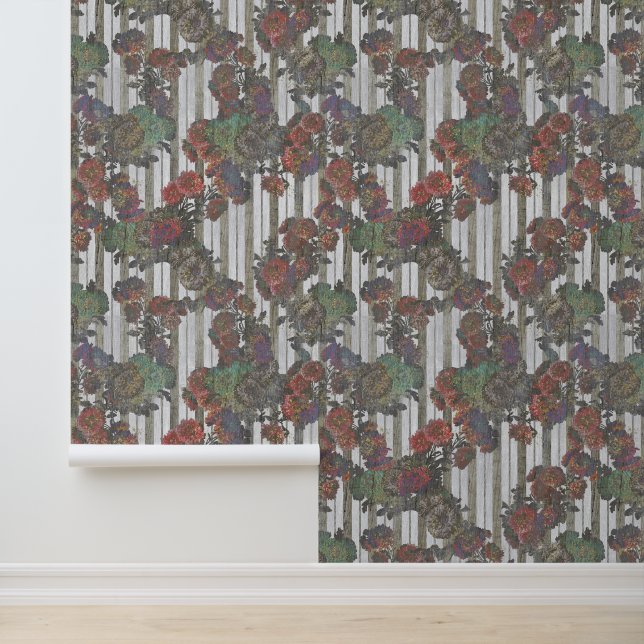 エレガントアンティークフランスのシャビーストライプのフローラ 壁紙 (アプリケーション)