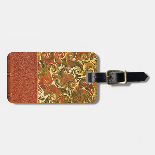 エレガントアンティークブック、旋回パタ華美ーン ラゲッジタグ (正面横)