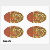 エレガントアンティークブック、旋回パタ華美ーン 楕円形シール (シート)