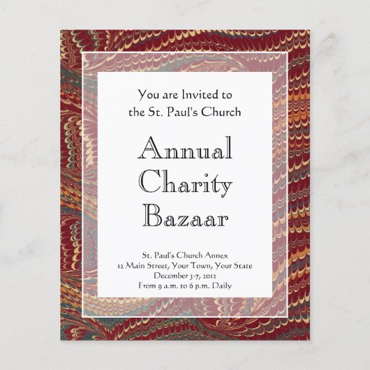 エレガントアンティークマーブル紙ブルゴーニュと金ゴールド チラシ (裏面)