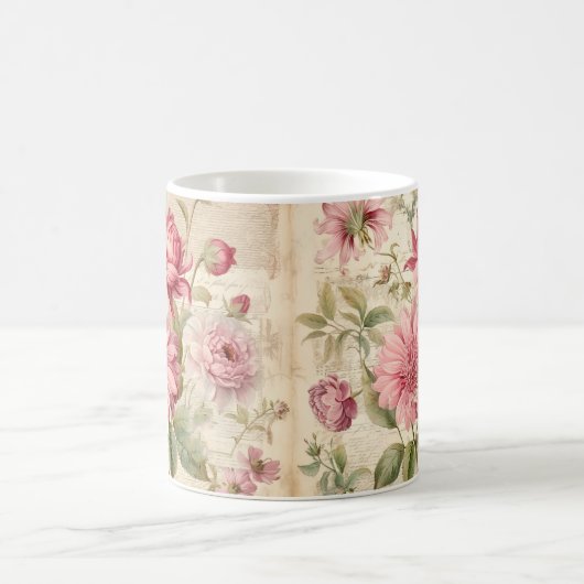 エレガントアンティークヴィンテージフランスのフローラコラージュ コーヒーマグカップ (中央)