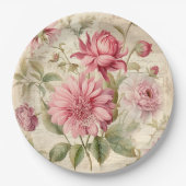 エレガントアンティークヴィンテージフランスのフローラコラージュ ペーパープレート (正面)