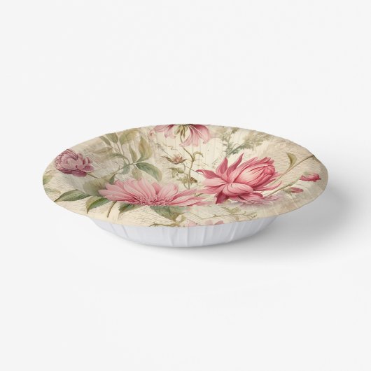 エレガントアンティークヴィンテージフランスのフローラコラージュ ペーパーボウル (傾斜あり)
