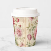 エレガントアンティークヴィンテージフランスのフローラコラージュ 紙コップ (左)