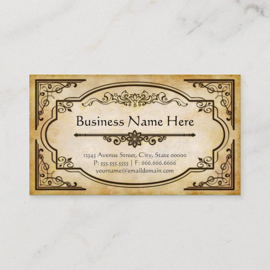 エレガントアンティーク古い紙とヴィンテージフレーム 名刺 (裏面)