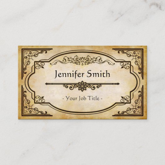 エレガントアンティーク古い紙とヴィンテージフレーム 名刺 (正面)