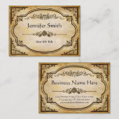 エレガントアンティーク古い紙とヴィンテージフレーム 名刺 (正面/裏面)