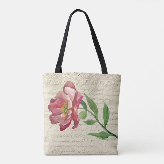 エレガントアンティーク手紙(フラワートートバッグ付) トートバッグ (裏面)