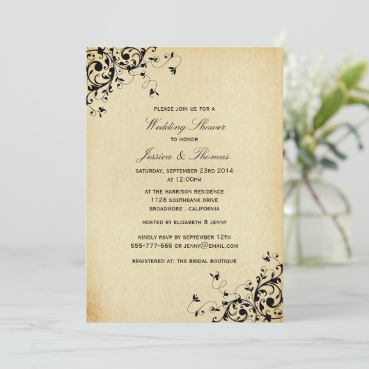 エレガントアンティーク旋回ウェディングシャワー 招待状 (スタンド正面)