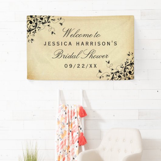 エレガントアンティーク旋回ブライダルシャワー 横断幕 (インサイチュ)