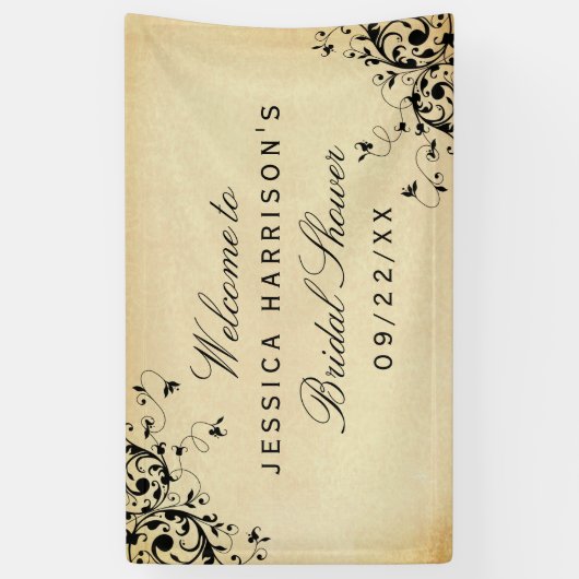 エレガントアンティーク旋回ブライダルシャワー 横断幕 (縦)