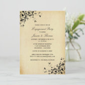 エレガントアンティーク旋回婚約パーティ又はシャワー 招待状 (スタンド正面)