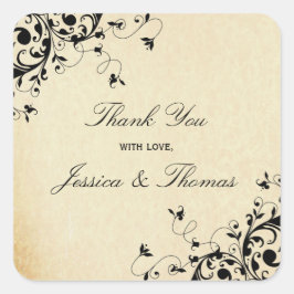エレガントアンティーク旋回結婚式の引き出物又はシール スクエアシール