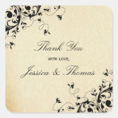 エレガントアンティーク旋回結婚式の引き出物又はシール スクエアシール (正面)