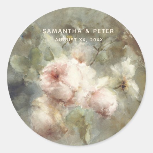 エレガントアンティーク結婚バラ ラウンドシール (正面)