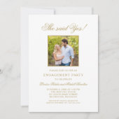 エレガントアンティーク結婚金ゴールド婚約パーティ 招待状 (正面)