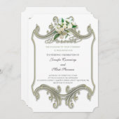 エレガントアンティーク金ゴールドフレーム結婚式招待状 招待状 (正面/裏面)