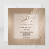 エレガントアンティーク金ゴールドマーブルモダンス結婚ズ 招待状 (正面)