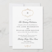 エレガントアンティーク金ゴールドモノグラ結婚ム写真 招待状 (正面)