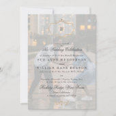 エレガントアンティーク金ゴールドモノグラ結婚ム写真 招待状 (正面)