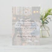 エレガントアンティーク金ゴールドモノグラ結婚ム写真 招待状 (スタンド正面)