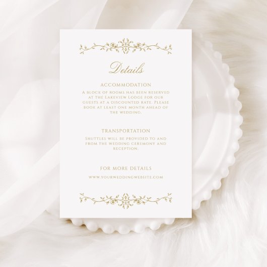 エレガントアンティーク金ゴールドラインア結婚ート詳細 エンクロージャーカード