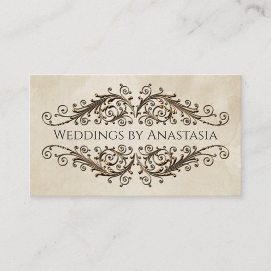 エレガントアンティーク金ゴールド旋回ヴィンテージ紙 名刺 (正面)