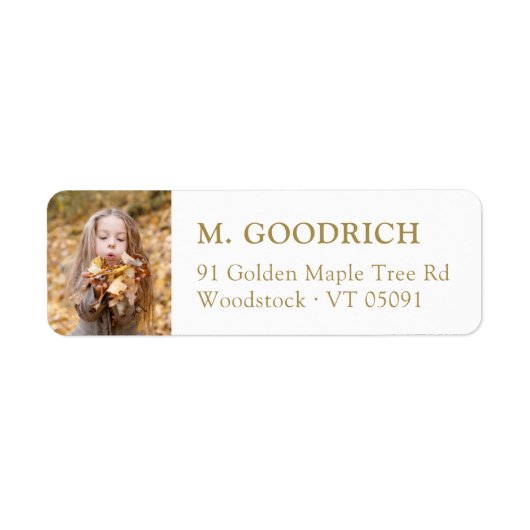 エレガントアンティーク金ゴールド秋フォト差出人住所 ラベル (正面)