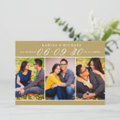 エレガントアンティーク金ゴールド結婚の写真コラージュ セーブザデート (スタンド正面)