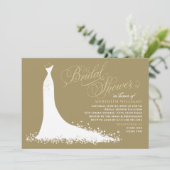 エレガントアンティーク金ゴールド結婚ズガウンブライダルシャワー 招待状 (スタンド正面)