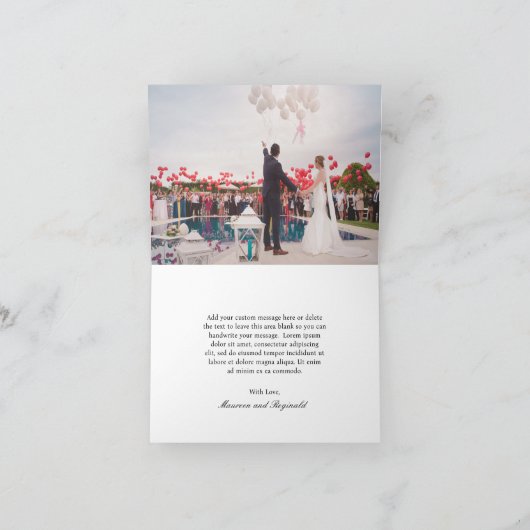 エレガントアンパサンド写真フォーマル伝統的結婚の サンキューカード (内部)