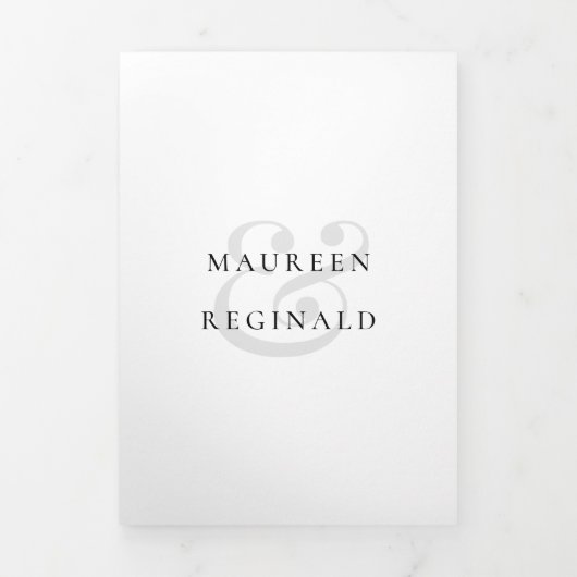 エレガントアンパサンド写真フォーマル伝統的結婚の 三つ折り招待状 (カバー)