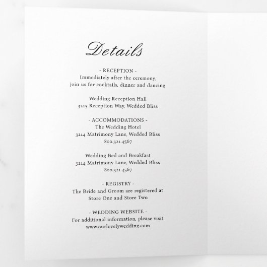 エレガントアンパサンド写真フォーマル伝統的結婚の 三つ折り招待状 (内部最初)