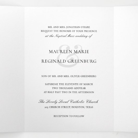 エレガントアンパサンド写真フォーマル伝統的結婚の 三つ折り招待状 (内部中)