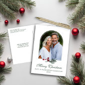 エレガントアーチクリスマスボタニカルホリデーフォト シーズンポストカード