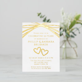 エレガントアーチゴールデン50結婚周年記念パーティー 箔招待状ポストカード