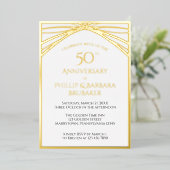 エレガントアーチゴールデン50結婚周年記念パーティー 箔招待状 (立ち正面)