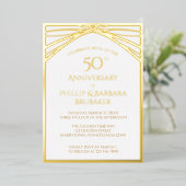 エレガントアーチゴールデン50結婚周年記念パーティー 箔招待状 (立ち正面)