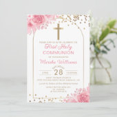 エレガントアーチピンク金ゴールドフローラファーストホーリーコミューン 招待状 (スタンド正面)