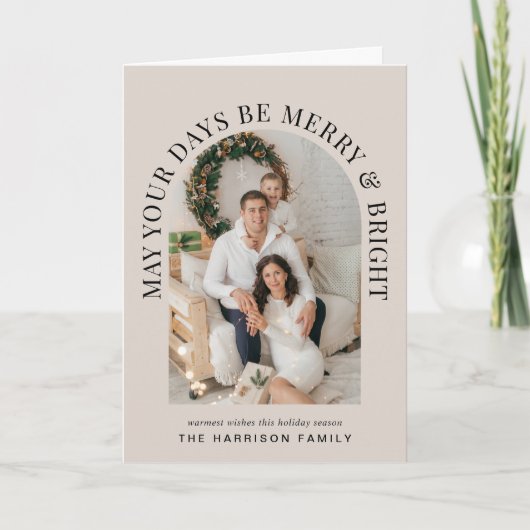 エレガントアーチフォトメリーと明るいクリスマス カード (正面)
