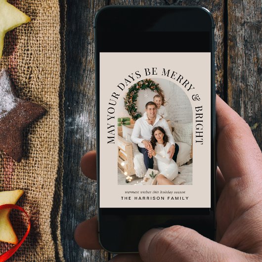 エレガントアーチフォトメリーと明るいクリスマス カード