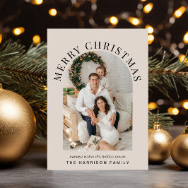 エレガントアーチフォトメリークリスマスタウペ シーズンカード