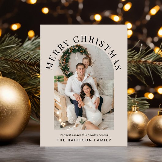 エレガントアーチフォトメリークリスマスタウペ シーズンカード