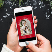 エレガントアーチフォトメリークリスマスレッド シーズンカード