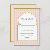 エレガントアーチフレームピンクインディアン結婚式RSVPカード 出欠カード (正面/裏面)