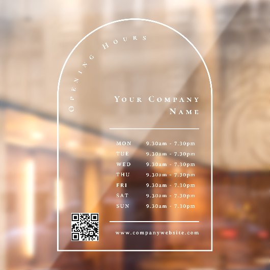 エレガントアーチフレーム ビジネス オープニングアワーズ QRコード ウィンドウサイン (シート2)