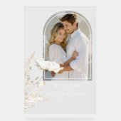 エレガントアーチ写真と野結婚花の歓迎 アクリルサイン (正面)