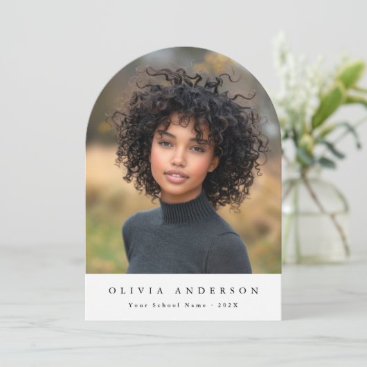 エレガントアーチ写真の卒業発表 招待状 (スタンド正面)