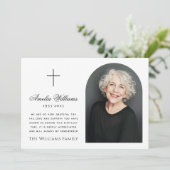 エレガントアーチ写真十字葬儀悔やみや弔慰 サンキューカード (スタンド正面)