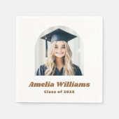 エレガントアーチ卒業写真レトロ名クラスwhite スタンダードカクテルナプキン (正面)